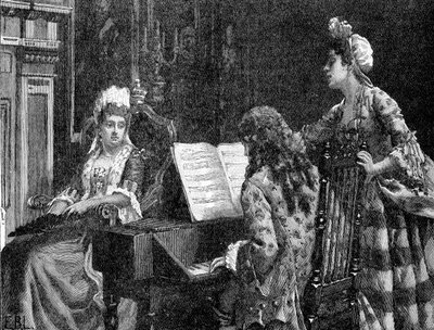 メアリー女王に歌を歌うアラベラ・ハント夫人 作： Unbekannter Künstler