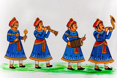 古い町の壁画、ウダイプール、ウダイプール、ラジャスタン、インド、アジア (写真) 作： Unbekannter Künstler