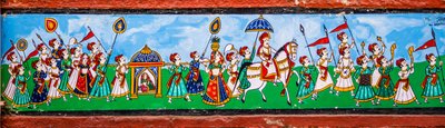 Bundi、Bundi、Rajasthan、インド、アジアの旧市街の壁画 (写真) 作： Unbekannter Künstler