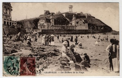 ノルマンディー、マンチェ（50）、グランヴィル：海岸の岩 - 1926年のポストカード 作： William M. Timlin