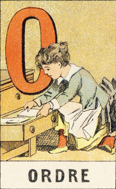O: 注文 - 「ABCD des petites filles」から抜粋した刻印。Pellerin & Cie, imprimeur-editeur, Epinal , circa 1890.シリーズA。寸法 : 19 x 13,5 cm 作： Unbekannt