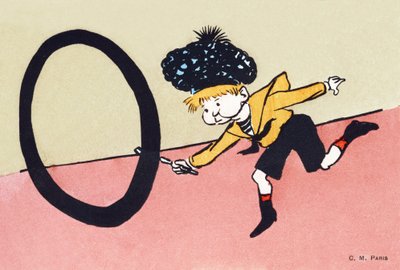O型フープのOは、子供用のアルファベット。C.M. editeur, Paris.手描きのポストカード、1904年のフランが付いています。サイズ : 14 x 9 cm 作： Unbekannt