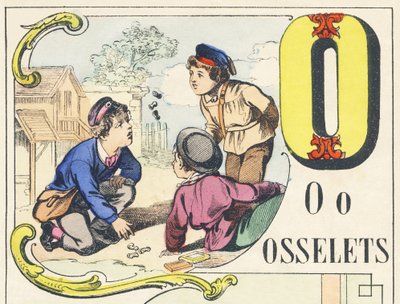 O : osselets - ゲーム アルファベット 1890年頃（イラスト 作： Unbekannt
