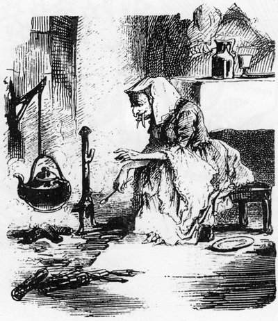 彼女の煙突でポーションを沸騰させる大きな歯を持つ古い魔女 作： Unbekannt