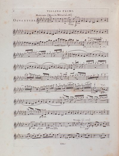 Louis Spohr によるオペラ「Jessonda」の第 1 ヴァイオリンのための楽譜のページ 作： Unbekannter Künstler