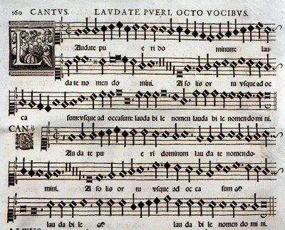 Thomas Luis de Victoria による 8 声の Laudate Pueri Psalm の楽譜のページ 作： Unbekannter Künstler