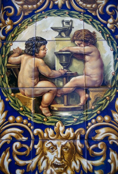 スペイン・セビーリャのトリアナ地区にあるペイントされたハンドメイドの陶器店 作： William M. Timlin