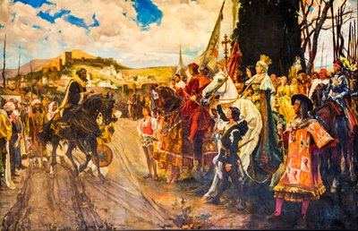 Pintura dos mouros entregando as chaves ao rei Isabella, Capilla Real Tomb Capela dos Reis Católicos Isabella I e Fernando II, Granada, Andaluzia, Espanha, Europa (foto) 作： Unbekannter Künstler