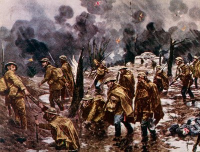 パッシェンデール」-第一次世界大戦中、ベルギーのイーペル近郊で泥にまみれる兵士たち 作： Unbekannter Künstler