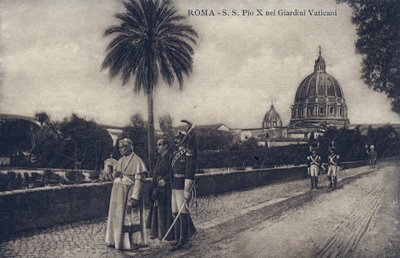 ローマの街を歩く教皇ピウス10世（1835-1914） - ポストカード 1903-1914年 作： William M. Timlin