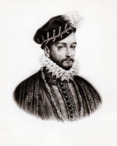 フランス王シャルル9世（1560-1574）の肖像、エングレーヴィング、sd. 作： Unbekannter Künstler