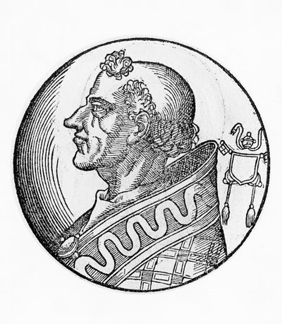 533年からカトリック教会の第56代教皇となったジョン2世（メルクリウス・オブ・プロジェクタス、535年死去）の肖像、エングレーヴィング 作： William M. Timlin