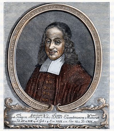フィリップ・ヤコブ・シュペーナー（フィリップ・ジャック・シュペーナー）の肖像（1635-1705） ルター派の神学者 敬虔主義（ピエティズム）の創始者 ヨハネス・シェールによる「ゲルマニア」からのエングレーヴィング 1880年 個人蔵 作： Unbekannter Künstler