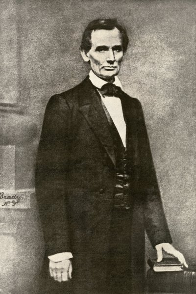 エイブラハム・リンカーン大統領（1809-1865）の肖像。マシュー・ブレイディによる写真の複製。 作： Unbekannter Künstler