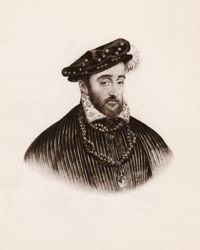 フランス王アンリ2世（1519-1559）の肖像 19世紀の版画 作： Unbekannter Künstler