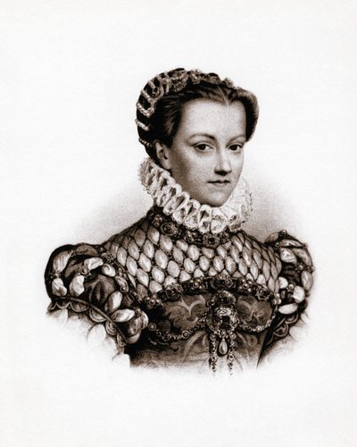 フランス王妃エリザベート（1555-1592）の肖像 19世紀のエングレーヴィング 作： Unbekannter Künstler