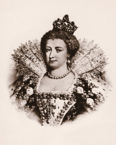 フランス王妃マリー・ド・メディシス（1576-1642）の肖像 19世紀の版画 作： Unbekannter Künstler