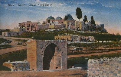 シリア・アレッポのシェイク・アブ・バクル・モスクを描いた絵葉書（1920年頃）（カラー写真付き 作： Unbekannt