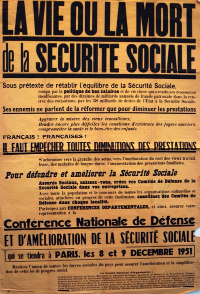 CGT（フランス労働組合）による社会的責任に関する会議のポスター 作： Unbekannt