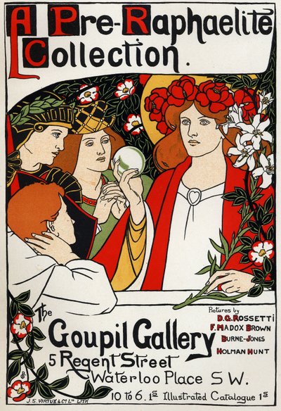 グーピル・ギャラリーでのラファエル前派展、ロンドン、1897年頃（ポスター） 作： Unbekannter Künstler