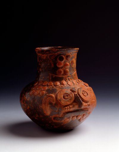 コロンビア以前の芸術、マヤ文明、初期の古典後期：トラロック神を表す粘土の壺。グアテマラのアスンシオンミタフティアパから。太陽。 h。直径14倍。 7.6 cmグアテマラ、考古学と民族学のナツィオナーレ美術館-コロンブス以前の芸術、マヤシビリ 作： Unbekannt