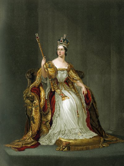 1837年、イギリスのヴィクトリア女王の戴冠式衣装 作： Unbekannter Künstler