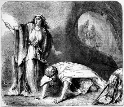 エンドルの魔女によるサムエルの引き上げ - 聖書 作： Unbekannter Künstler