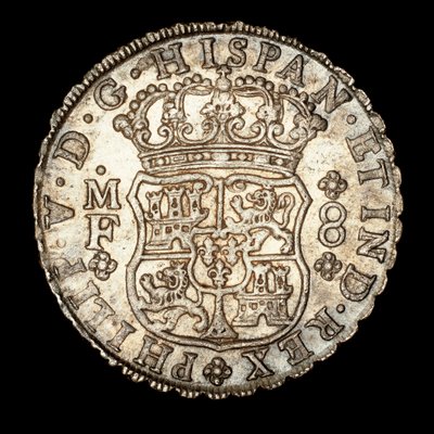 希少銀貨、スペイン領アメリカ国王フェルディナンド6世、8レアル、スペイン紋章冠盾 1740年（写真） 作： Unbekannter Künstler