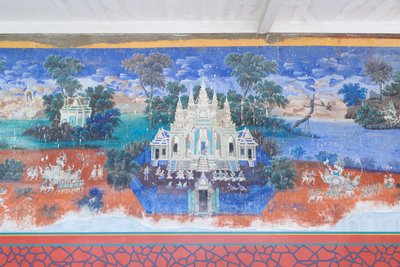 カンボジアのプノンペンにある王宮複合施設の壁を飾るリアムカーのフレスコ画（写真） 作： Unbekannter Künstler