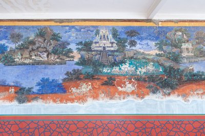 カンボジアのプノンペンにある王宮複合施設の壁を飾るリアムカーのフレスコ画（写真） 作： Unbekannter Künstler