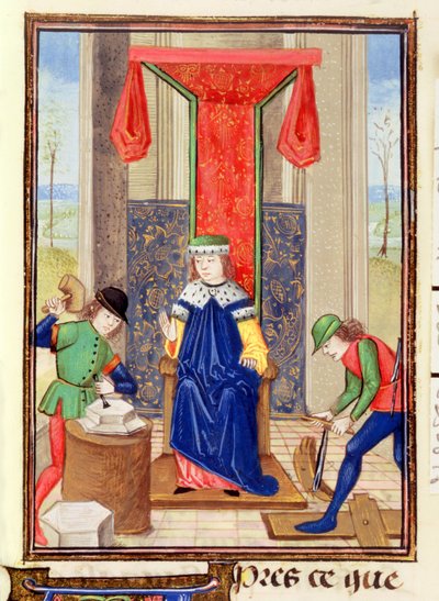 Roy 15 EII f.265 Bartolomeus Anglicus の「Des Proprietez des Choses」より、マスター、大工、石工 作： Unbekannter Künstler