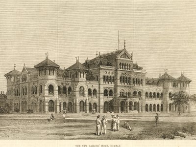 1900年代、ボンベイのロイヤル・アルフレッド・セーラーズ・ホーム（エングレーヴィング） 作： Unbekannter Künstler