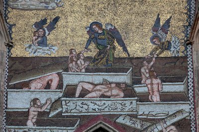 聖ヴィート大聖堂、最後の審判のモザイク画、プラハ チェコ共和国 作： Unbekannt