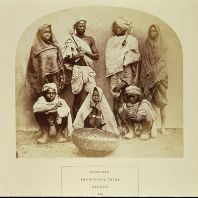 中央インド、サウゴールの先住民族「サオンラス」、No.355 「インドの顔」より1872年（セピア色の写真 作： Unbekannt