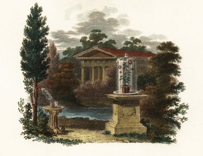 庭でのスティーブン・ヘイルズの科学的発明.1802（彫刻） 作： Unbekannter Künstler
