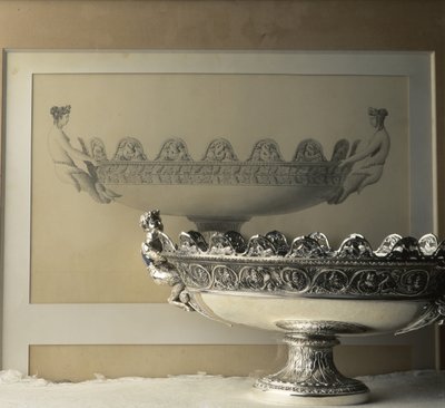 ジャン・バティスト・クロード・オディオ（1753-1850）の銀製カット画とその複製品。19世紀初頭 作： Unbekannt