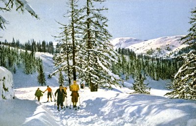 フレンチ・リビエラのスキー・ハイキング、1930年頃（絵葉書） 作： Unbekannter Künstler