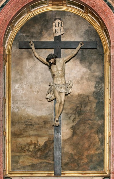 南トランセプト、クルシフィクスの祭壇、アンジェロ・ナーニとカルロ・ナタリ1641年、ジャコモ・ベルテシ1687年による木製のコクリフィクス、サンタ・マリア・アスンタ大聖堂、大聖堂、クレモナ、ロンバルディア州、イタリア（写真 作： Unbekannt