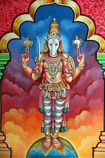 ヒンドゥー教の寺院、Sri Vadapathira Kaliamman。ヴィシュヌのアヴァター。カルキの10番目の化身。シンガポール 作： Unbekannt