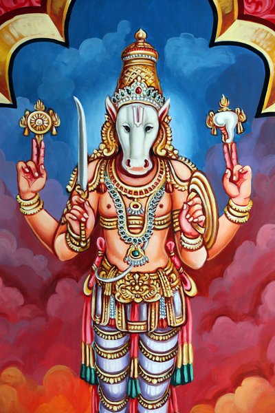 ヒンドゥー教の寺院、Sri Vadapathira Kaliamman。ヴィシュヌのアヴァター。カルキの10番目の化身。シンガポール 作： Unbekannt