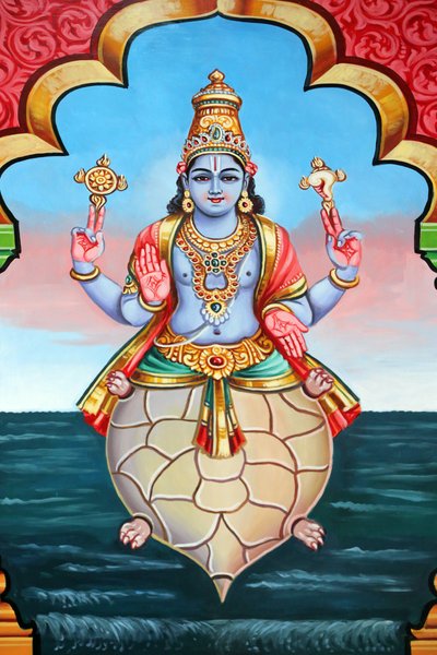 ヒンドゥー教の寺院、Sri Vadapathira Kaliamman。ヴィシュヌのアヴァター。クルマの第2化身。シンガポール 作： Unbekannt