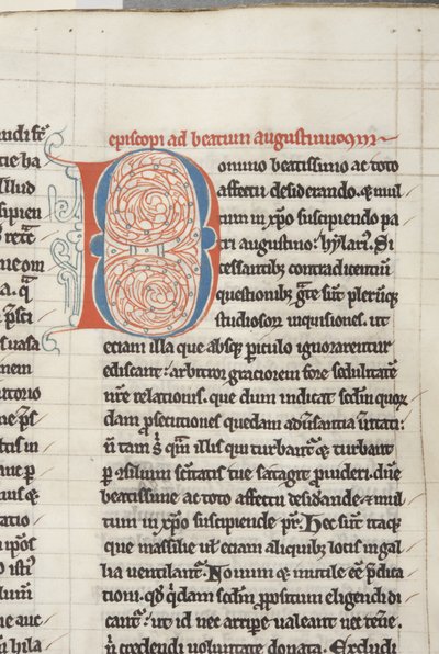 ヒッポの聖アウグスティヌス「オペラ」Fol 18 recto, detail, c.1200 (羊皮紙にペンとインク) 作： Unbekannt