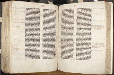 ヒッポの聖アウグスティヌスの「オペラ」、フォル243 verso 244 recto、c.1200（羊皮紙にペンとインク 作： Unbekannt