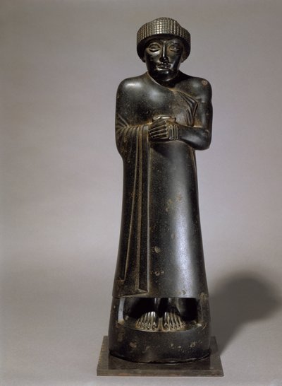 ラガシュの王子グデアの像、ネオ・シュメール様式、古代ギルスのテローから、紀元前2130年頃（閃緑岩 作： Unbekannt