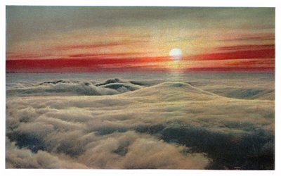 雲の上の日の出、1930年頃（版画） 作： Unbekannter Künstler