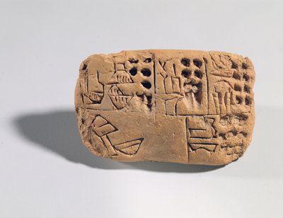 絵文字入りタブレット、原始文字時代、紀元前3300年頃（粘土 作： Unbekannt