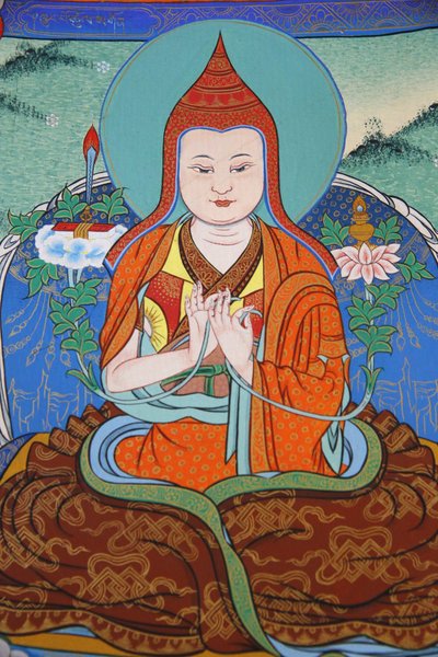 祈りを捧げる千仏大蔵経寺ジャムゴン・コングトゥルル・ロドロ・タイエ僧侶（フランス、ラ・ブーレー 作： Unbekannt