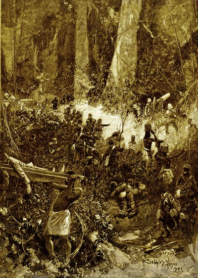 1900年のアシャンティ戦争森の中の戦い 作： Unbekannter Künstler