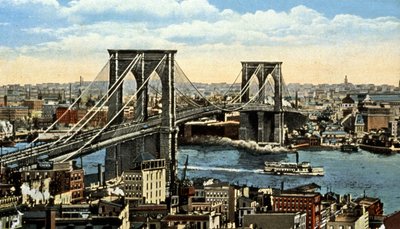 ブルックリン橋、ニューヨーク、1930年頃（絵葉書） 作： Unbekannter Künstler