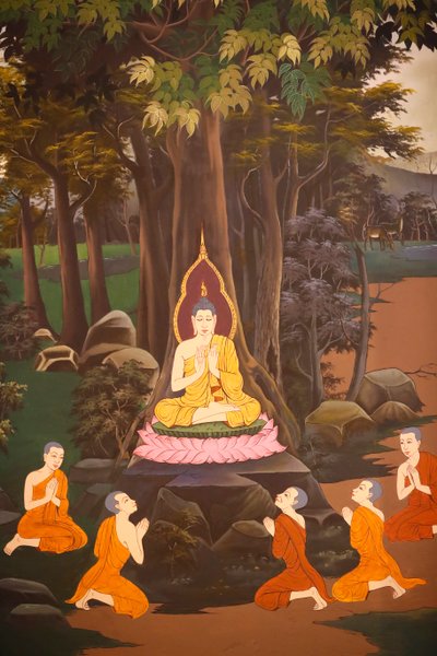 The Buddha preached His first sermon to the five monks, Wall fresco, Wat Botum temple, Phnom Penh, 2022 (photo)   1440778   ja       japanese Successfully Translated  Original: Human Skeleton, Lateral View Translat: Human Skeleton, Lateral View 1434754 ja  作： Unbekannter Künstler